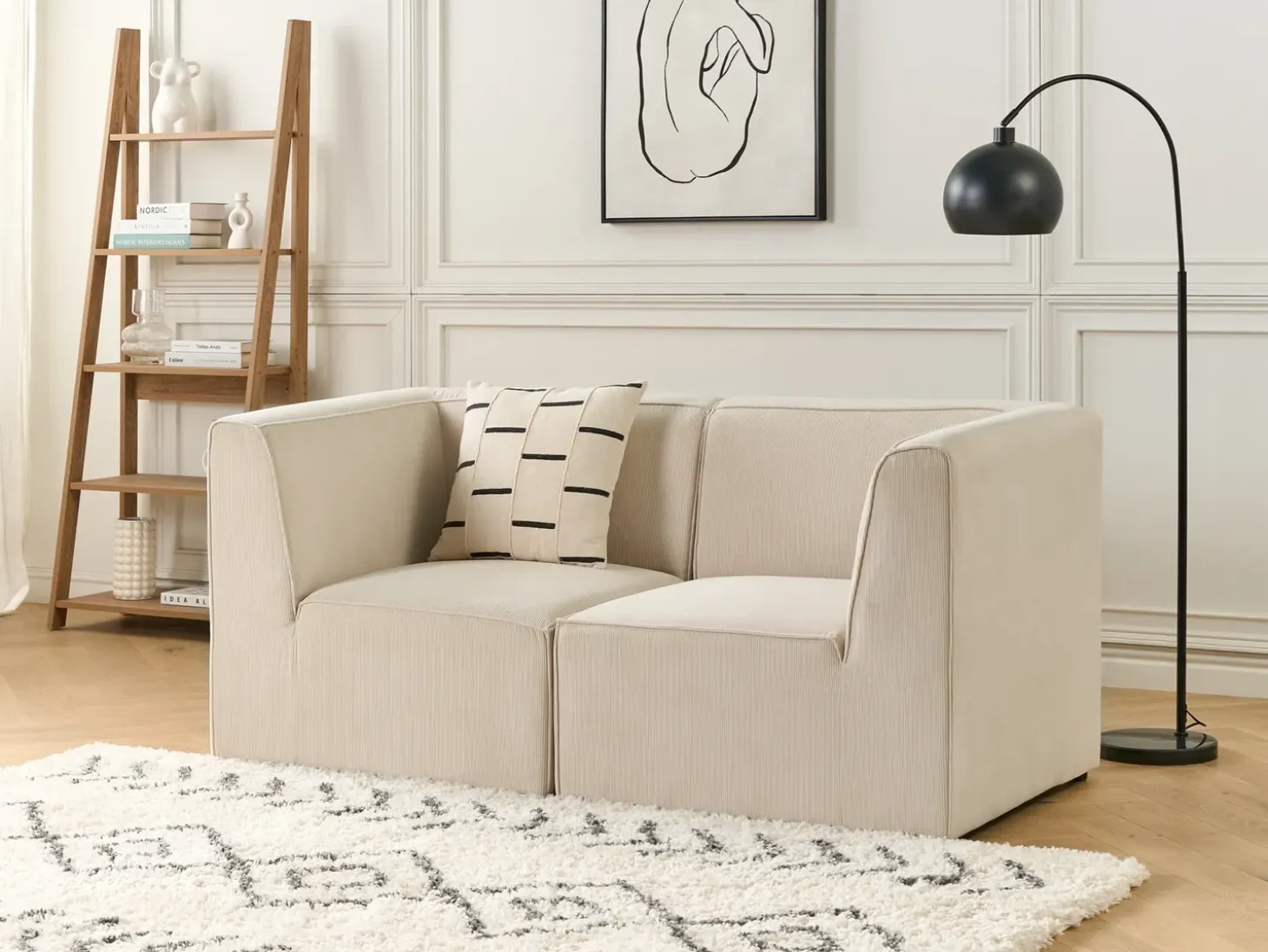 LEMVIG 2 personers Modulsofa Lys Beige Fløjl