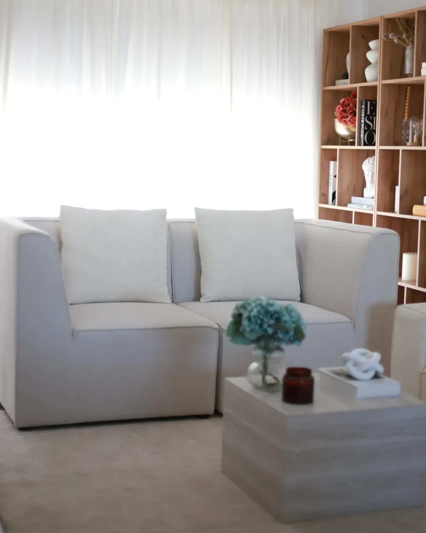 LEMVIG 2 personers Modulsofa Lys Beige Fløjl