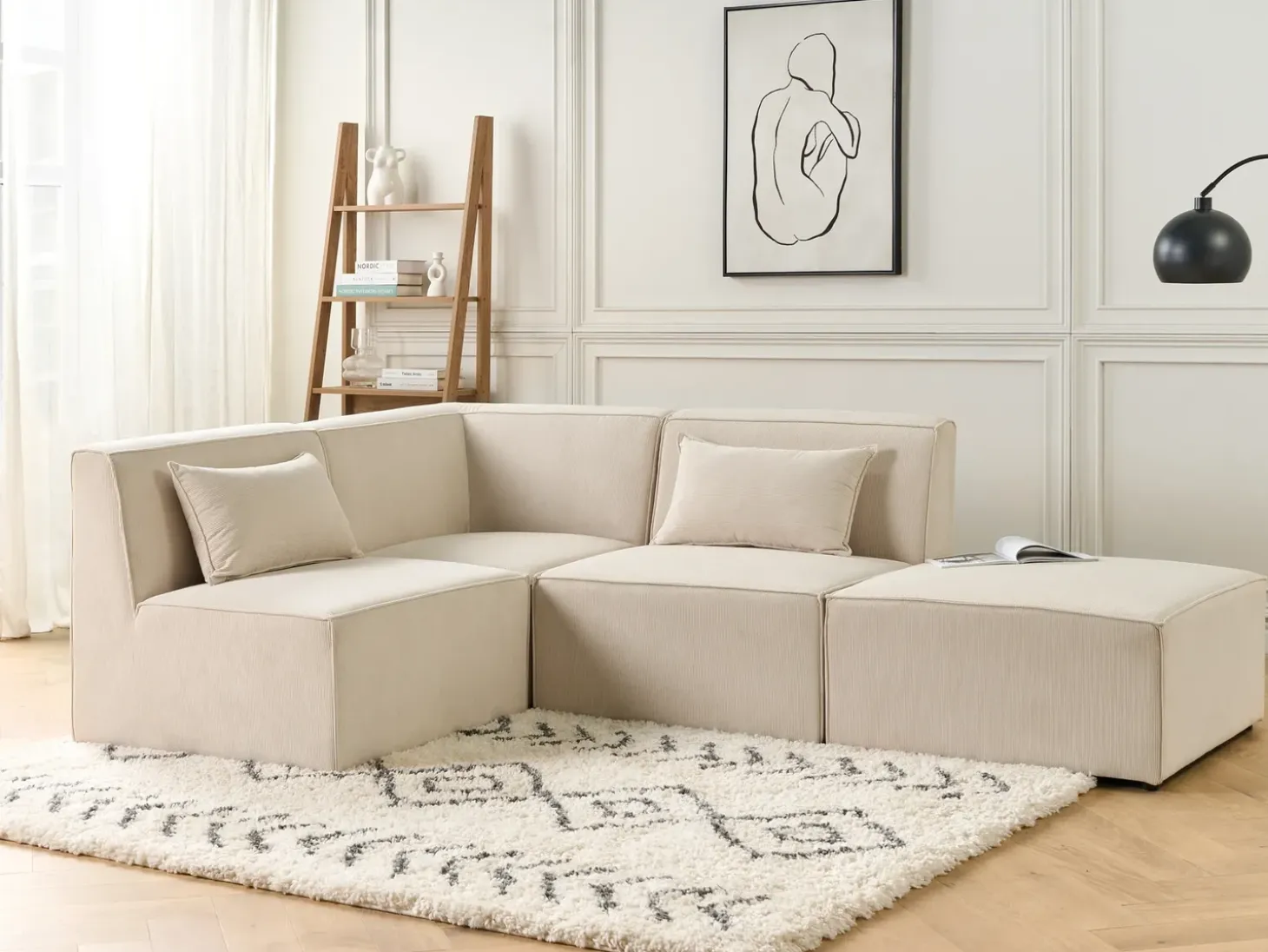 LEMVIG Hjørnemodul Lys Beige Fløjl