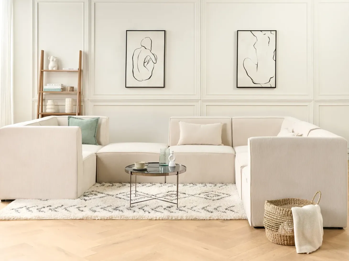 LEMVIG Hjørnemodul Lys Beige Fløjl