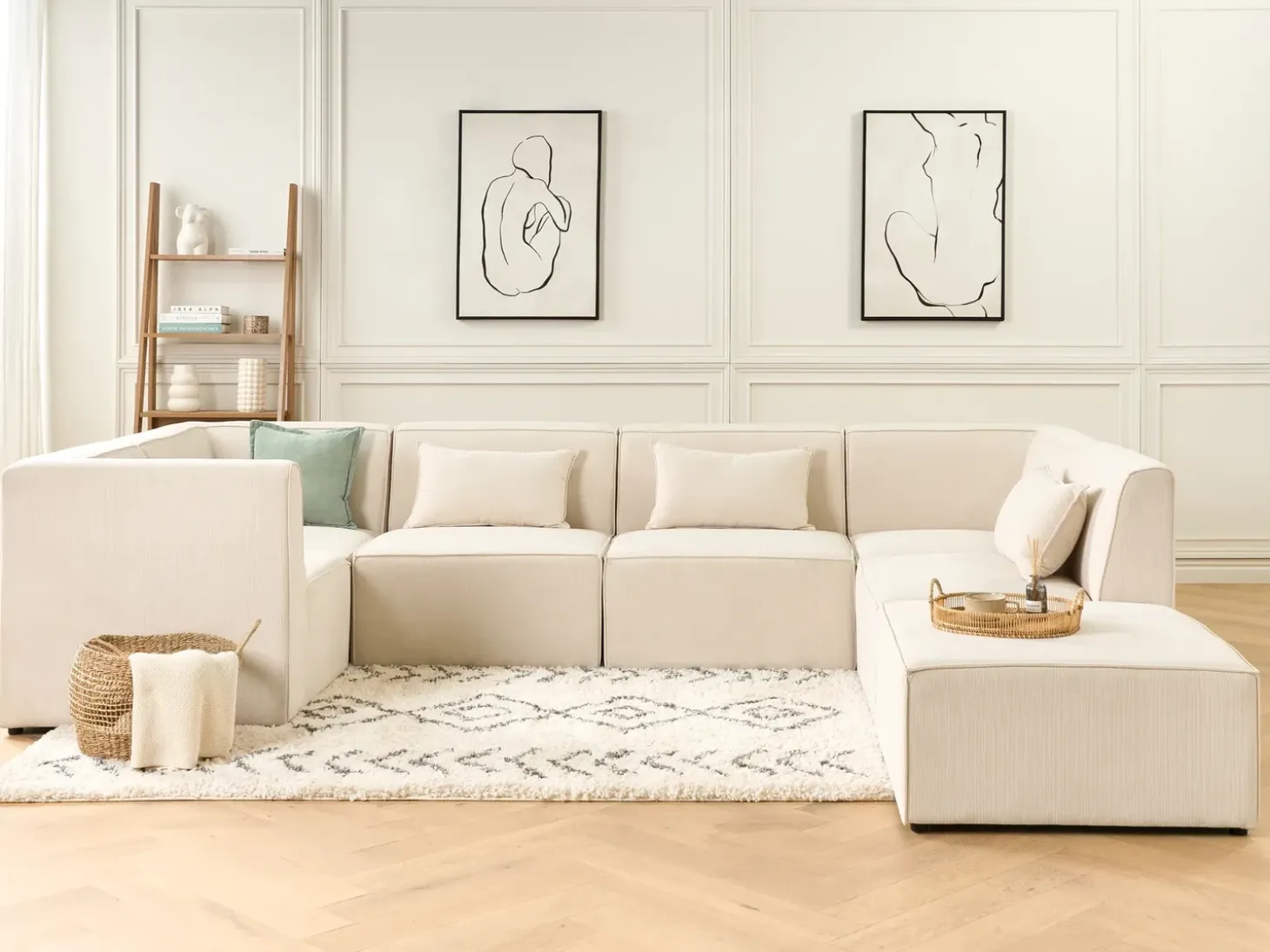 LEMVIG Hjørnemodul Lys Beige Fløjl