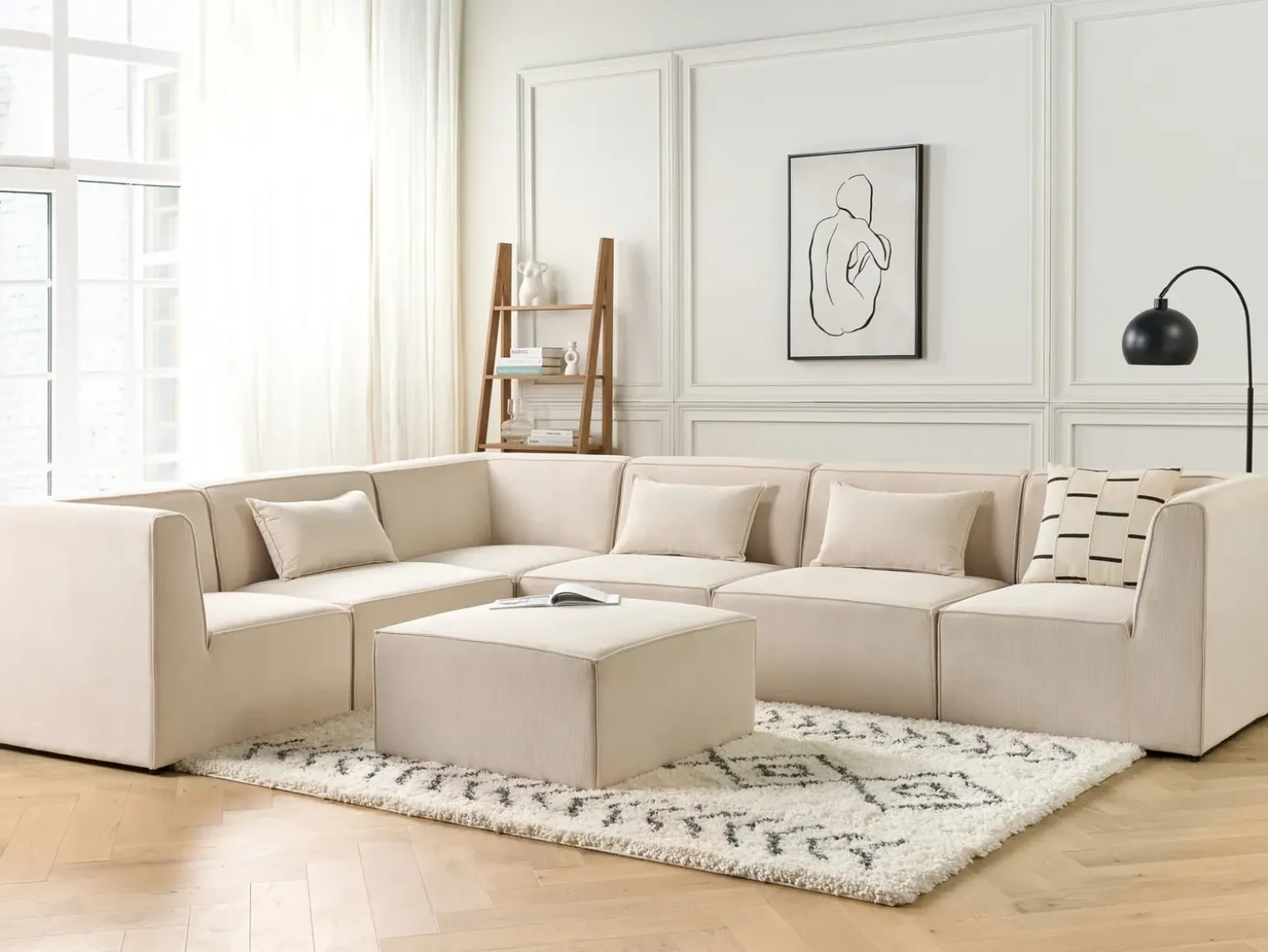 LEMVIG Hjørnemodul Lys Beige Fløjl