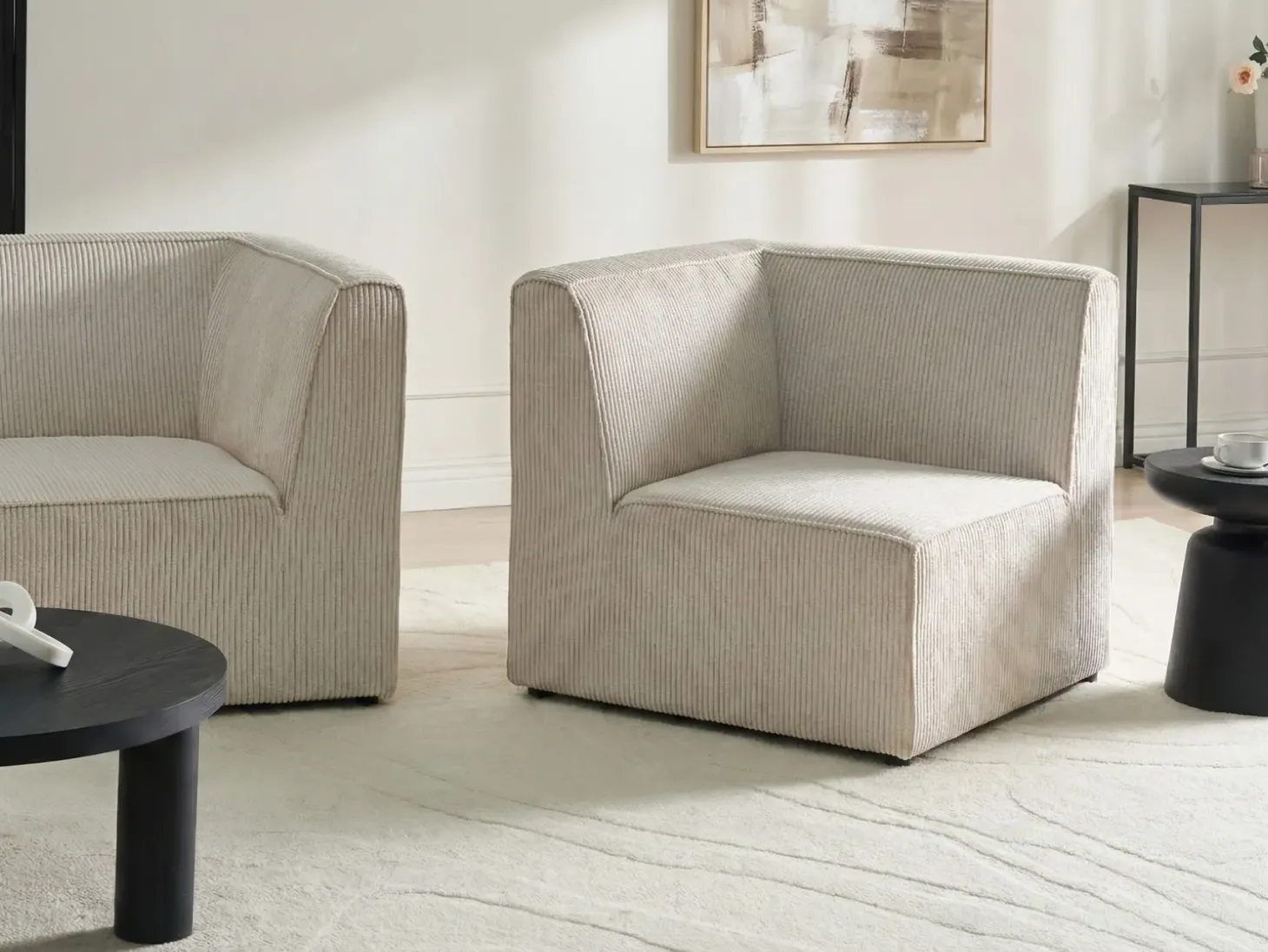 LEMVIG Hjørnemodul Venstrevendt Beige Fløjl