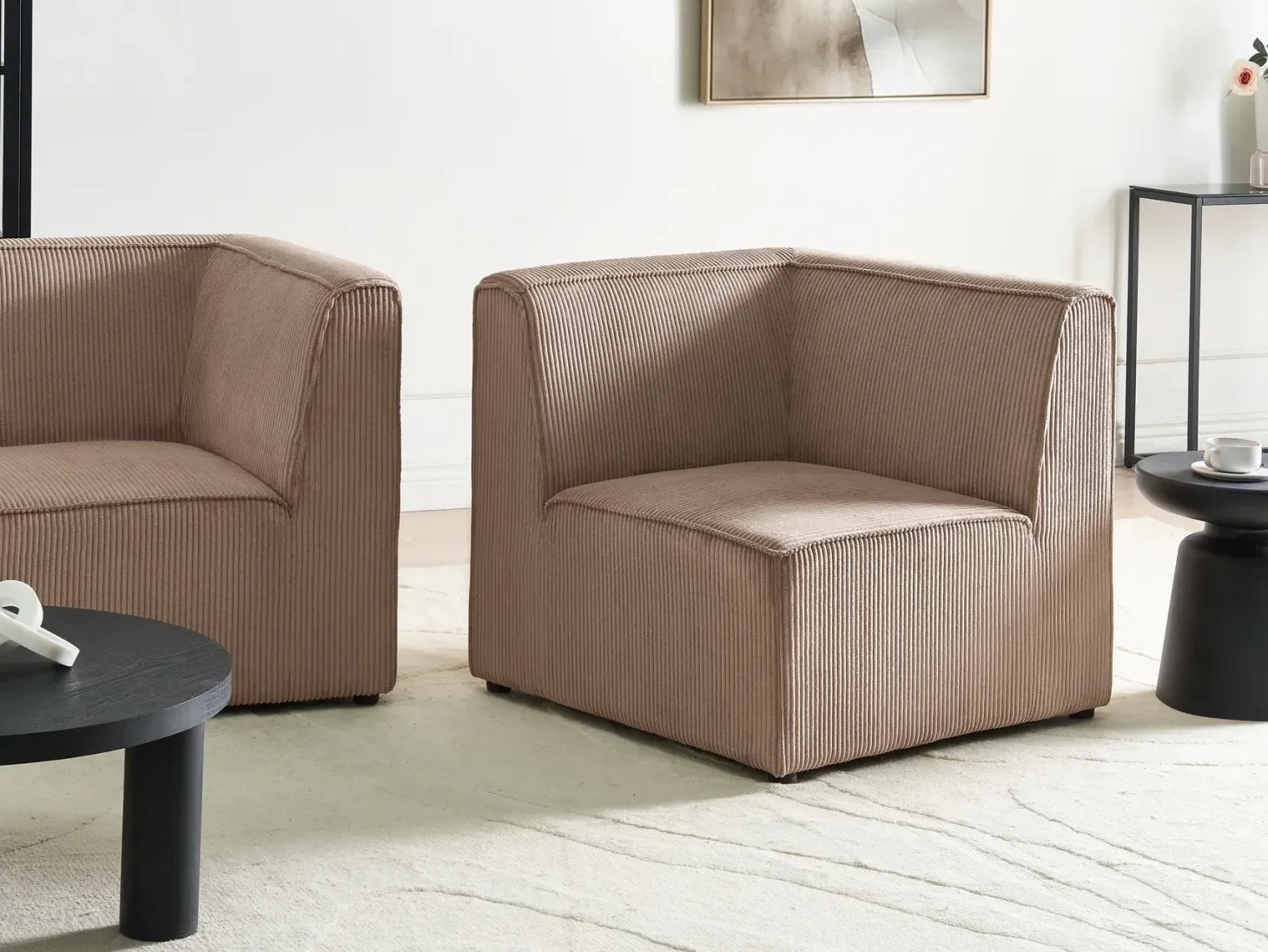 LEMVIG Hjørnemodul Venstrevendt Sand Beige Fløjl