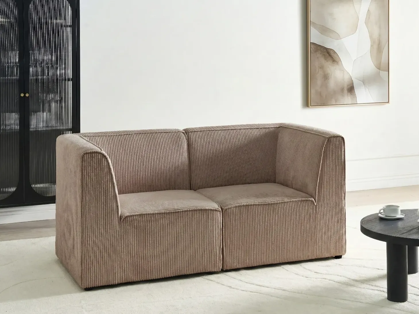 LEMVIG Hjørnemodul Venstrevendt Sand Beige Fløjl