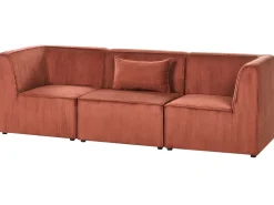 LEMVIG 4 personers Hjørnesofa modul Venstrevendt Guldbrun Fløjl med fodskammel