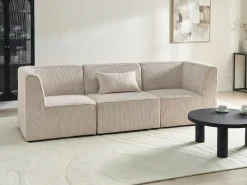 LEMVIG 3 personers Modulsofa Beige Fløjl