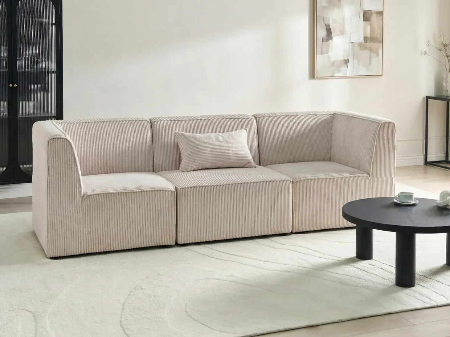 LEMVIG 3 personers Modulsofa Beige Fløjl