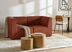 LEMVIG 2 personers Sofa Guldbrun Fløjl
