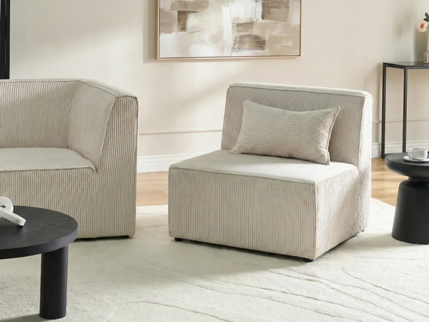 LEMVIG Stol Modul Beige Fløjl