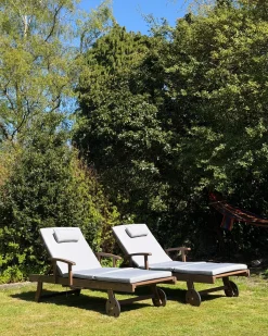 Liggestol med hynde AMANTEA PREMIUM Akacietræ Lysegrå