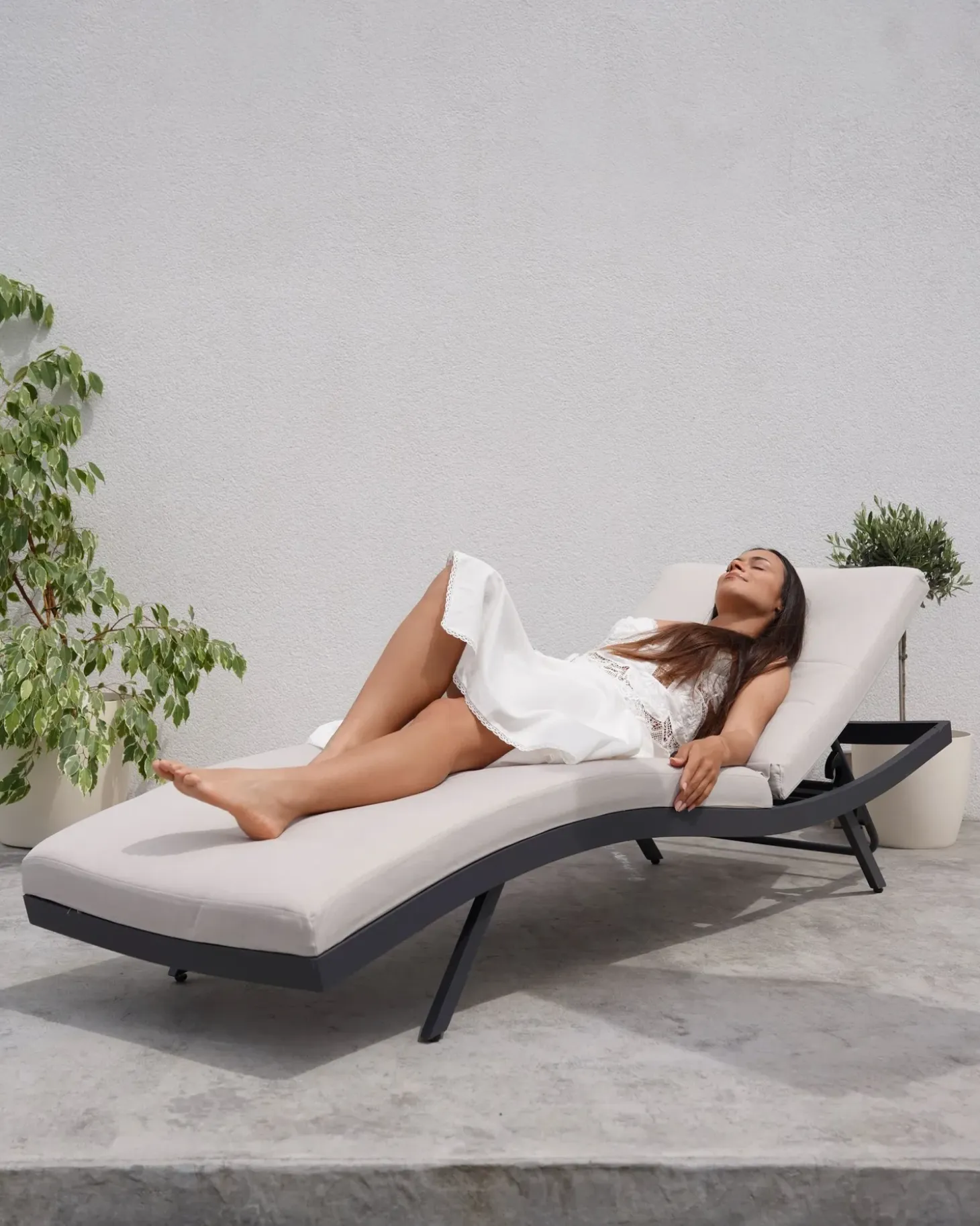 Liggestol med hynde AMELIA Metal Lys Beige