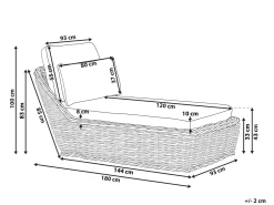 Liggestol med hynde BELSITO Rattan Naturlig