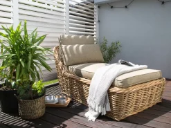 Liggestol med hynde BELSITO Rattan Naturlig