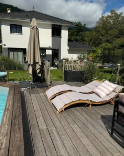 Liggestol med hynde LUINO Akacietræ Grå