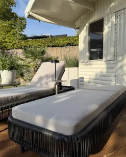 Liggestol med hynde OSINI PE-rattan Grå