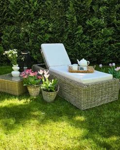 Liggestol med hynde PALESE Rattan Naturlig