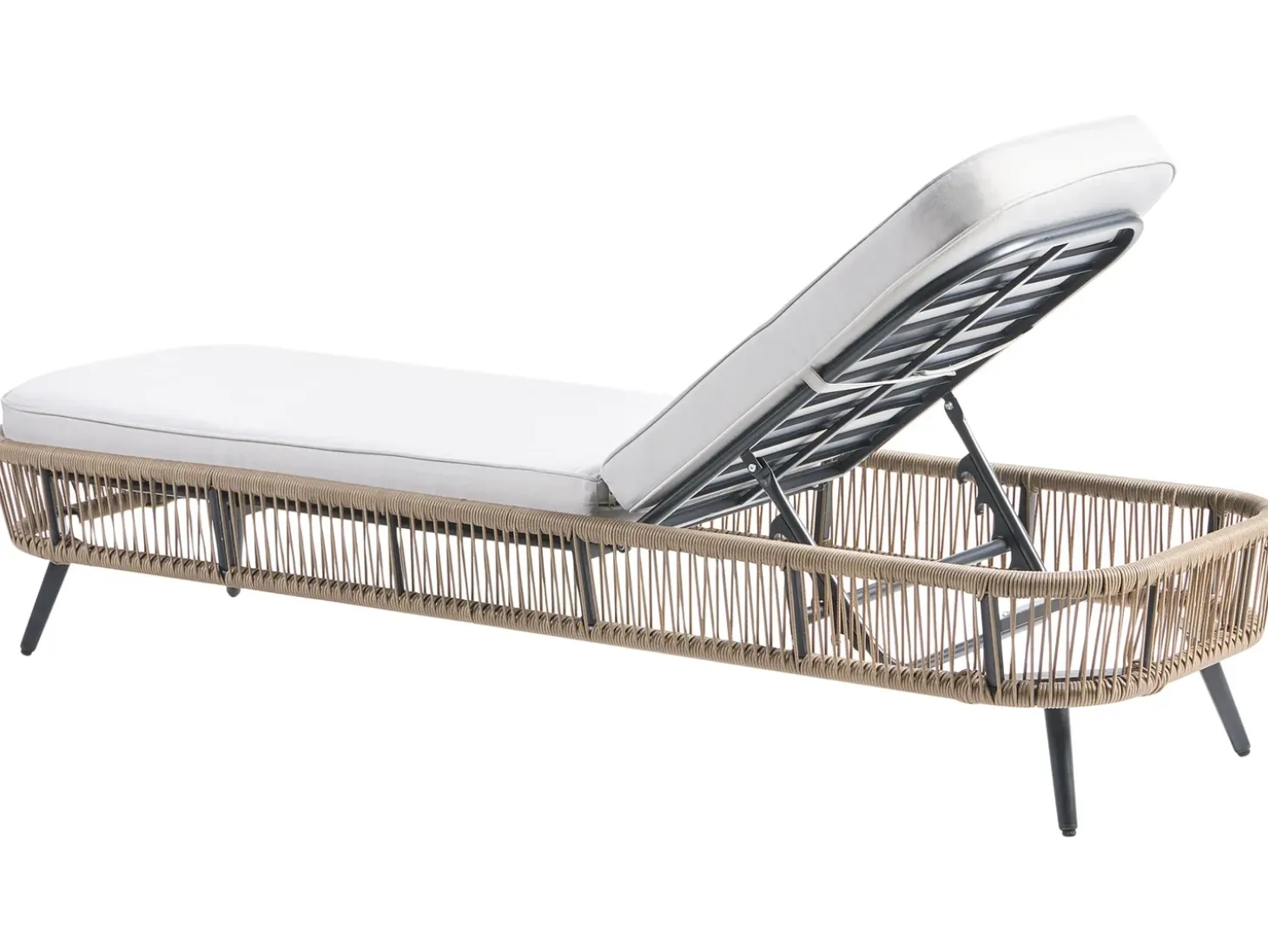 Liggestol med hynde ZERI PE-rattan Lys Beige