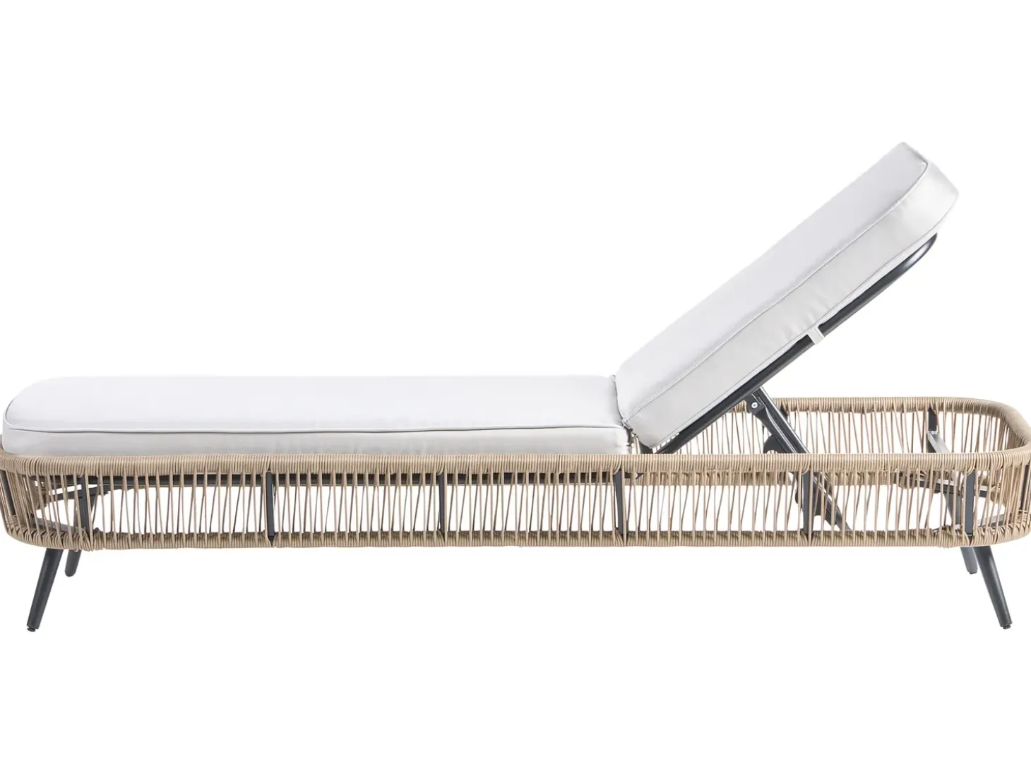 Liggestol med hynde ZERI PE-rattan Lys Beige