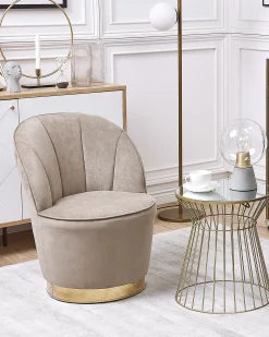 Lænestol ALBY Velour Lys Beige