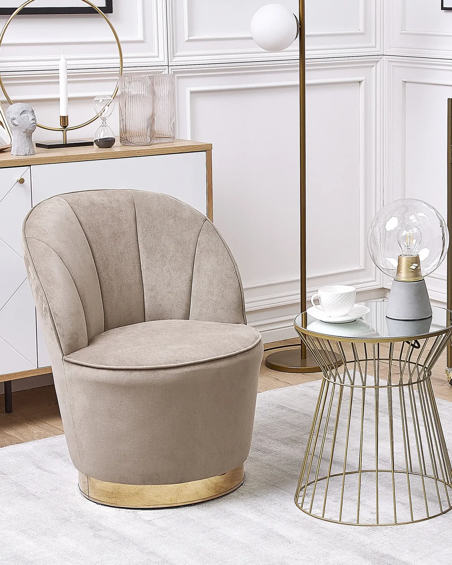 Lænestol ALBY Velour Lys Beige