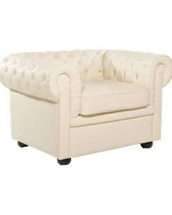 Lænestol CHESTERFIELD Ægte læder Lys Beige