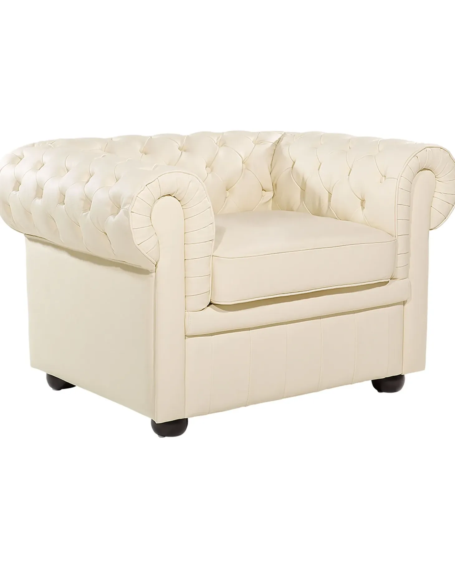 Lænestol CHESTERFIELD Ægte læder Lys Beige