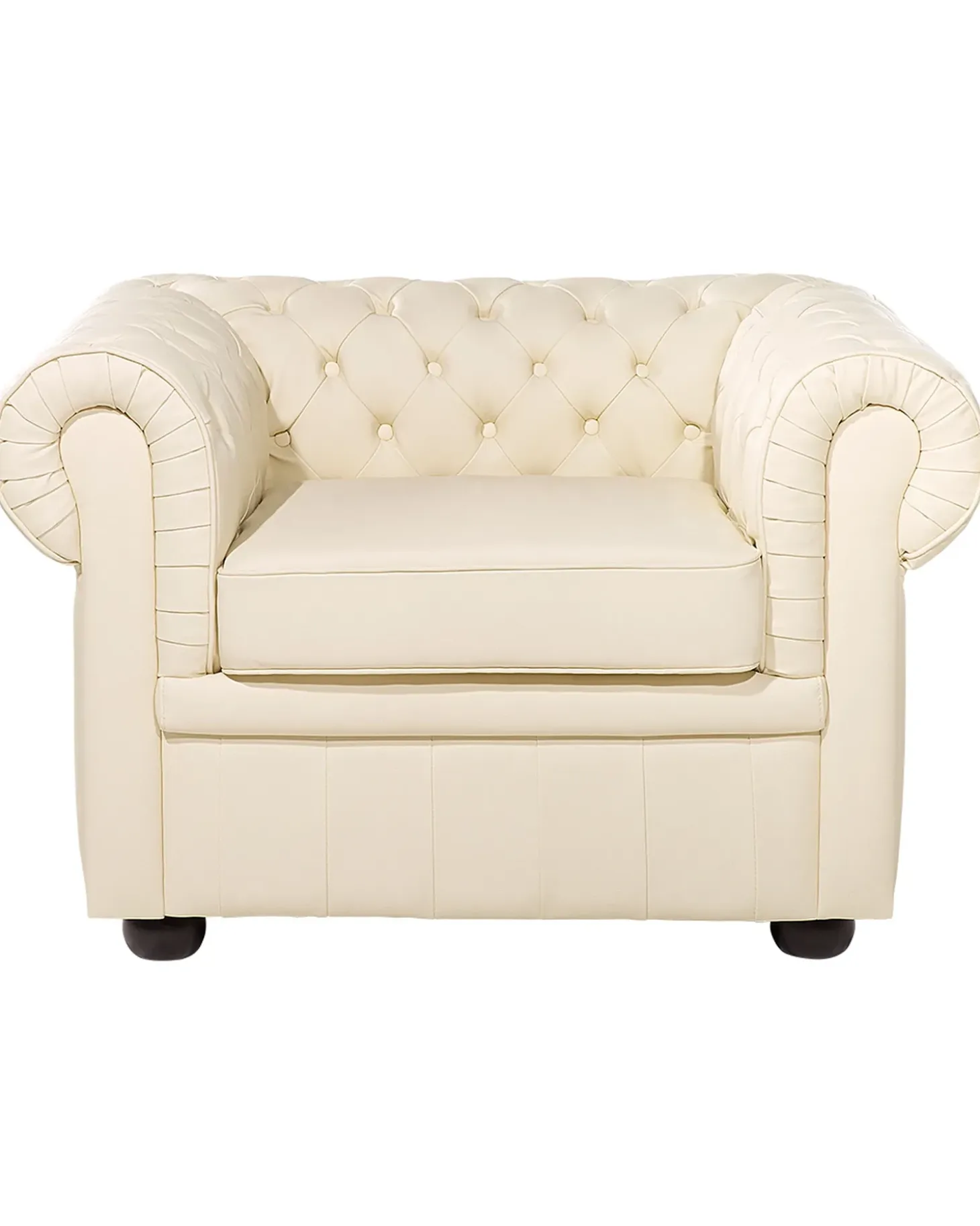 Lænestol CHESTERFIELD Ægte læder Lys Beige