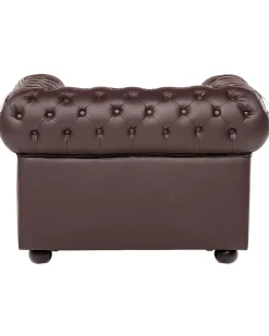Lænestol CHESTERFIELD Ægte læder Brun
