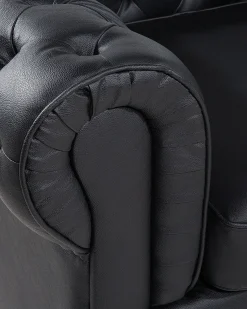 Lænestol CHESTERFIELD Ægte læder Sort