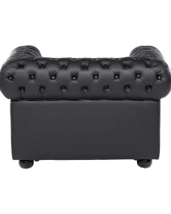 Lænestol CHESTERFIELD Ægte læder Sort