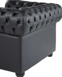 Lænestol CHESTERFIELD Ægte læder Sort