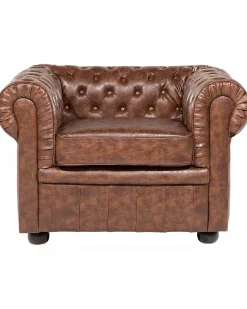 Lænestol CHESTERFIELD Kunstlæder Guldbrun