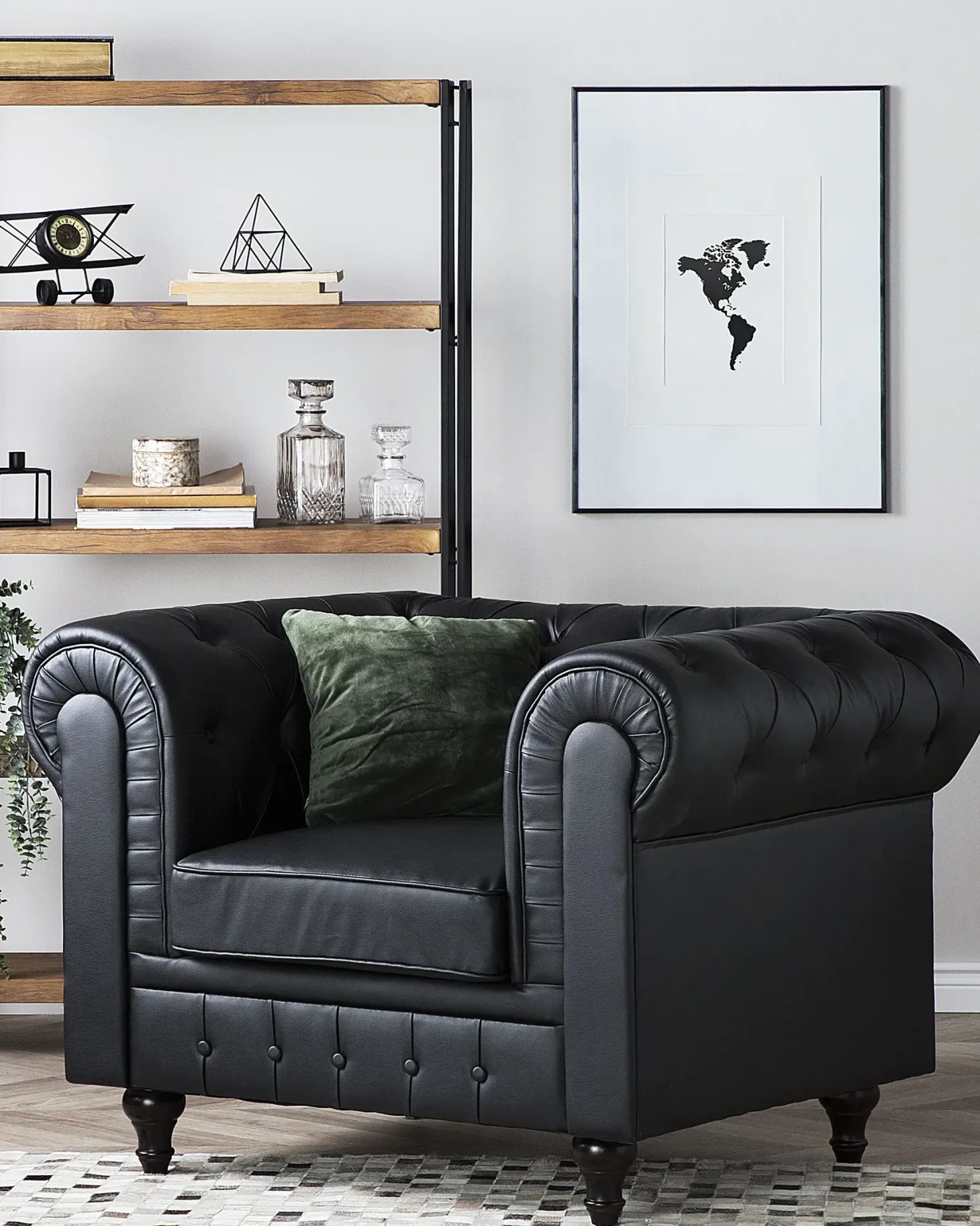 Lænestol CHESTERFIELD Kunstlæder Sort