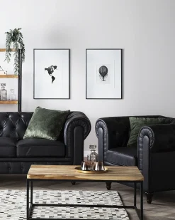 Lænestol CHESTERFIELD Kunstlæder Sort