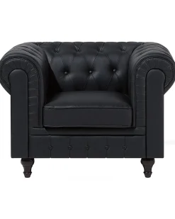 Lænestol CHESTERFIELD Kunstlæder Sort