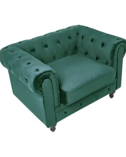 Lænestol CHESTERFIELD Velour Smaragdgrøn
