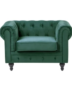 Lænestol CHESTERFIELD Velour Smaragdgrøn
