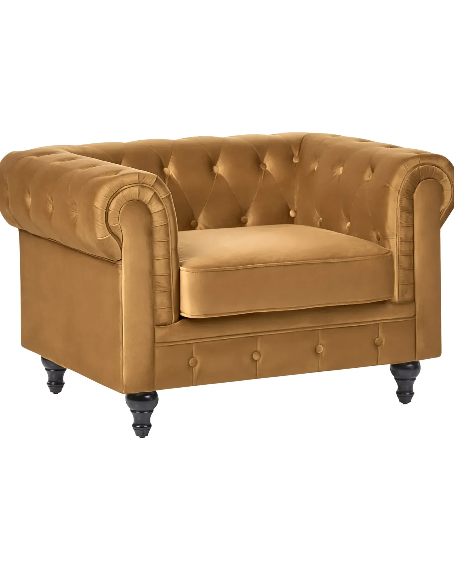 Lænestol CHESTERFIELD Velour Guld