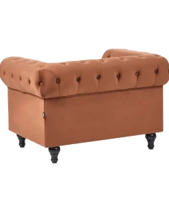 Lænestol CHESTERFIELD Velour Guldbrun