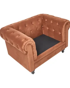Lænestol CHESTERFIELD Velour Guldbrun