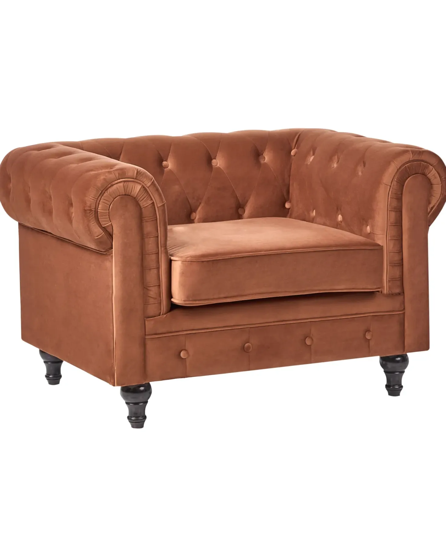 Lænestol CHESTERFIELD Velour Guldbrun