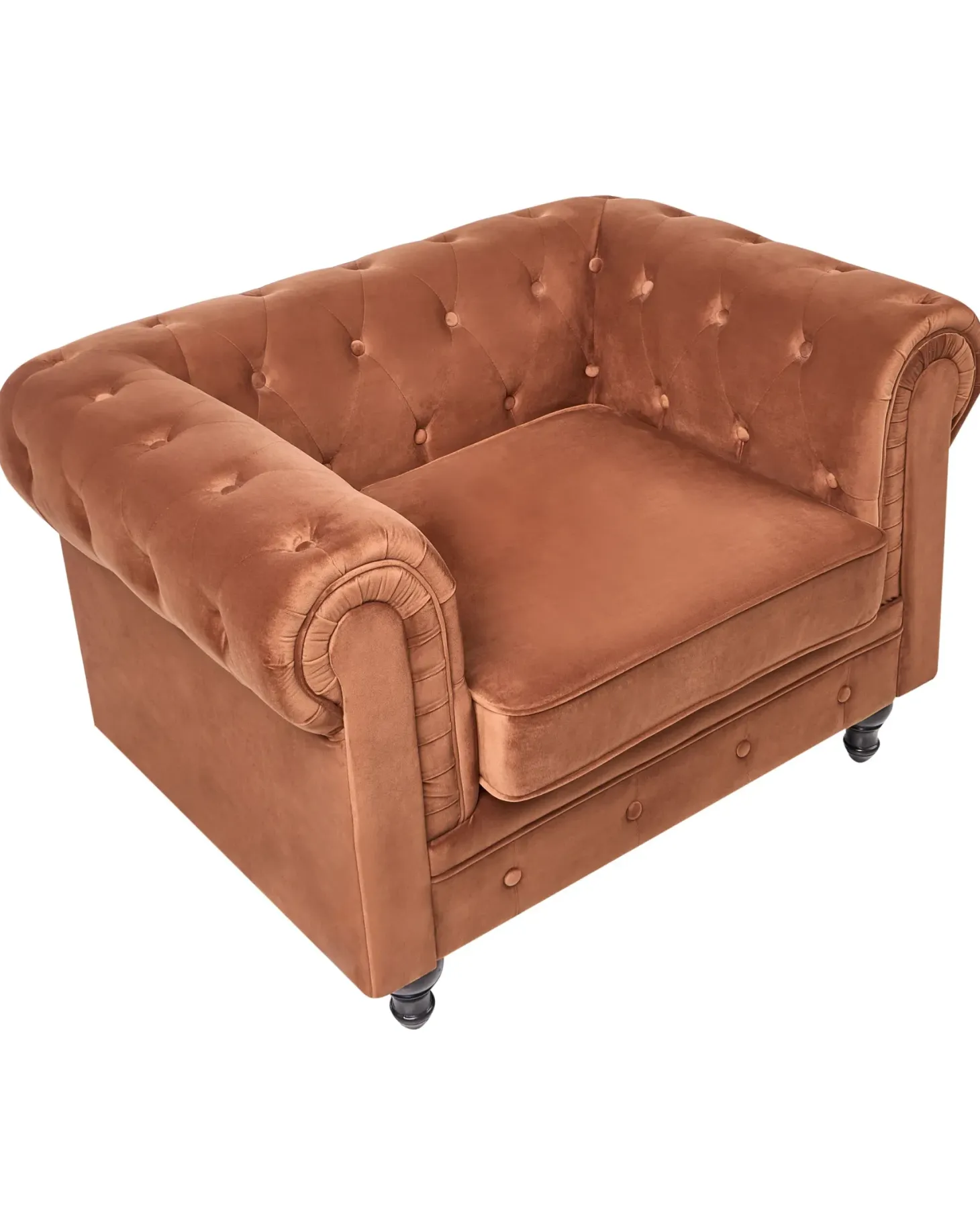 Lænestol CHESTERFIELD Velour Guldbrun