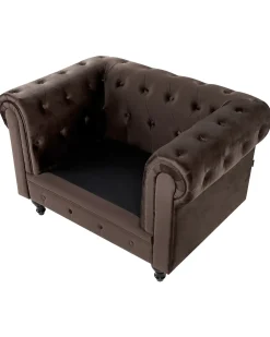 Lænestol CHESTERFIELD Velour Mørkebrun