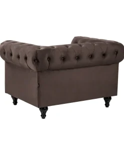 Lænestol CHESTERFIELD Velour Mørkebrun