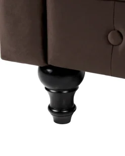 Lænestol CHESTERFIELD Velour Mørkebrun