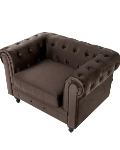 Lænestol CHESTERFIELD Velour Mørkebrun