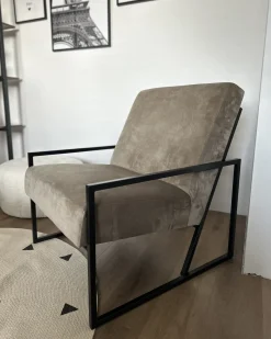 Lænestol DELARY Velour Brungrå
