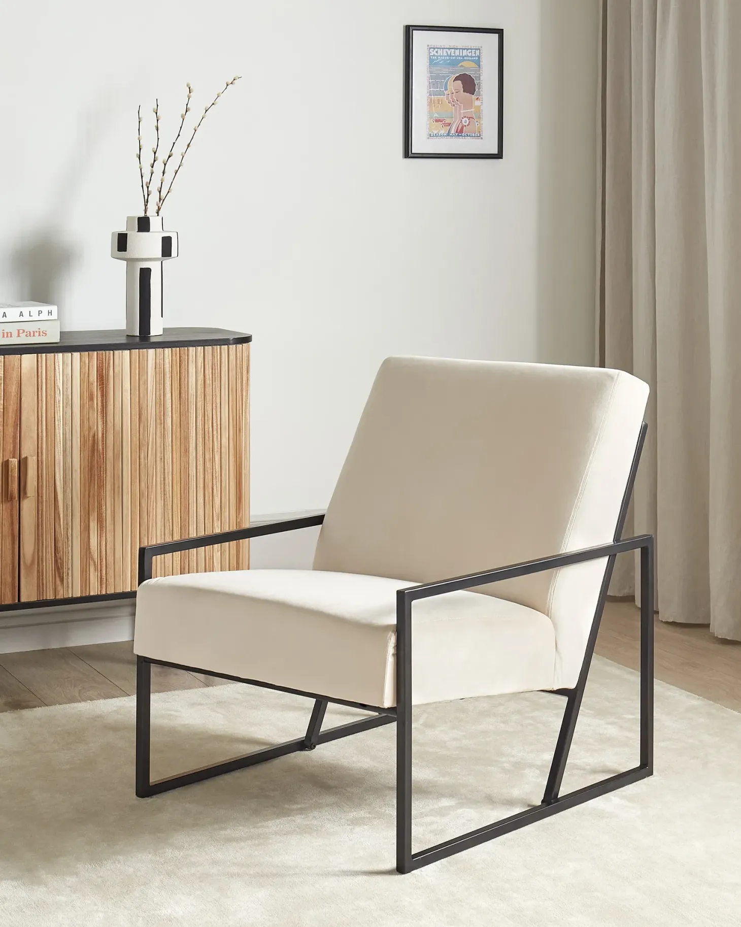 Lænestol DELARY Velour Lys Beige