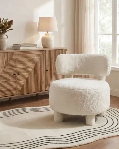 Lænestol HAMINA Kunstig pels Lys Beige